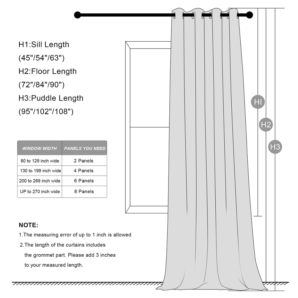 Linen Blackout Curtains 84 Inches Long 2 Panels Set I1348