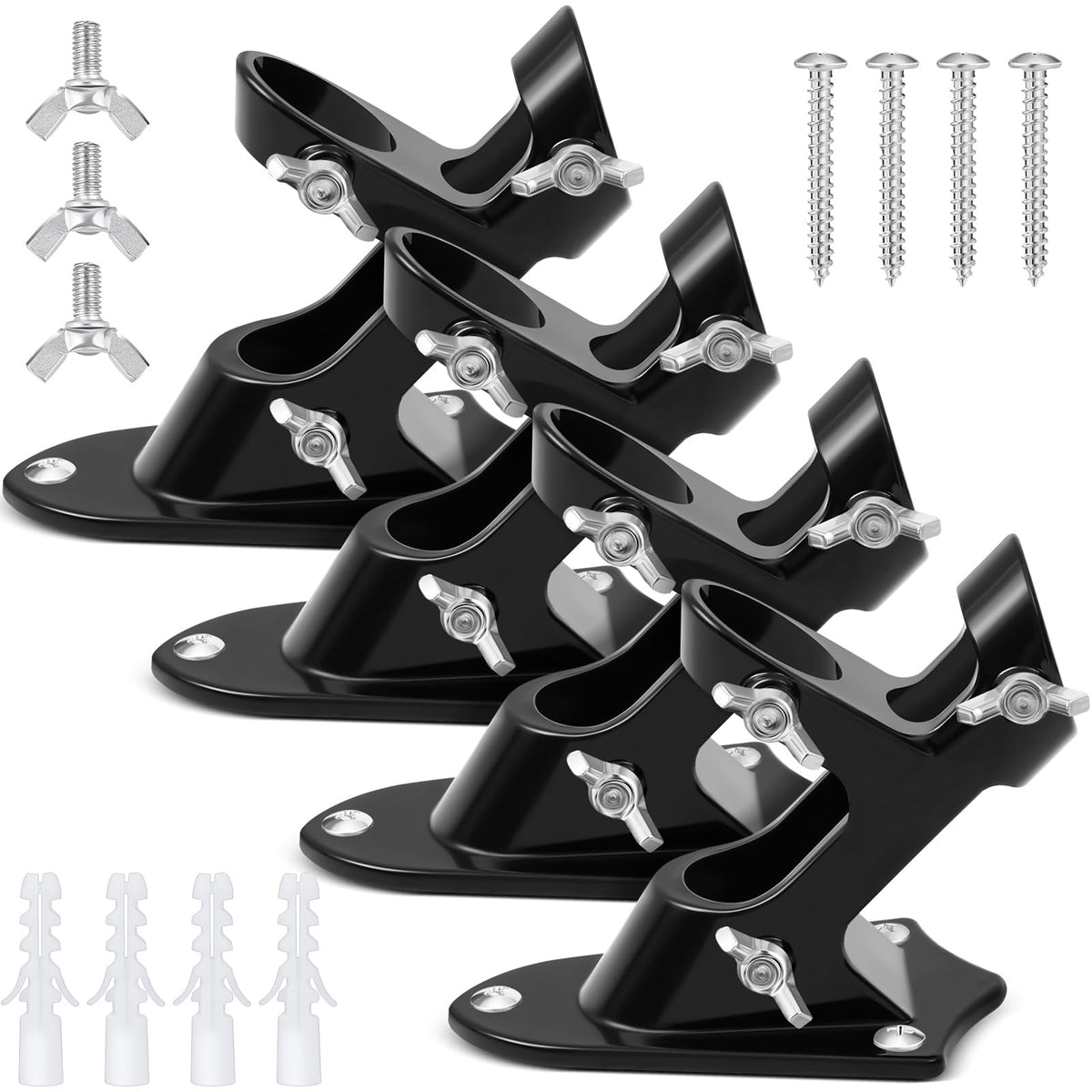4 Pcs Black Flag Pole Holder Q5871