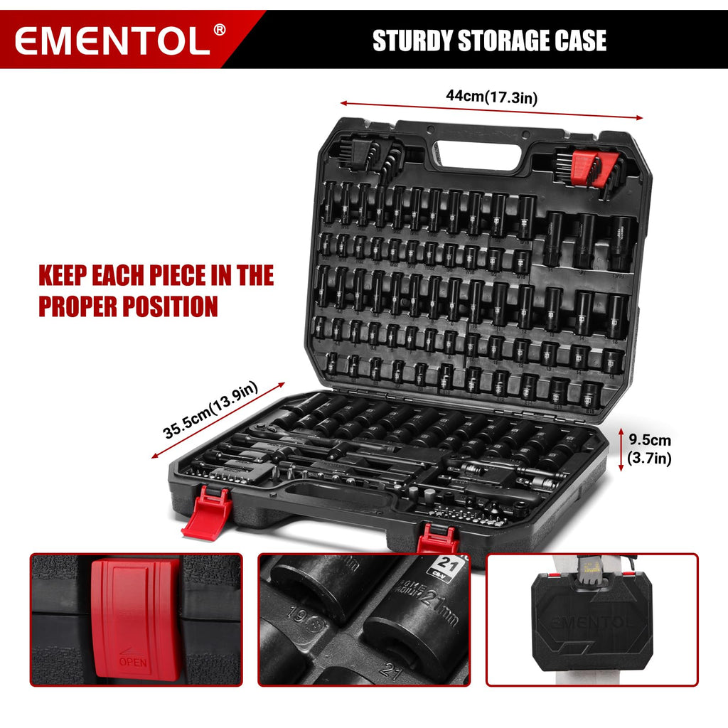 189-Piece Impact Socket Set, 1/4" & 3/8" Drive Metric and SAE F81284