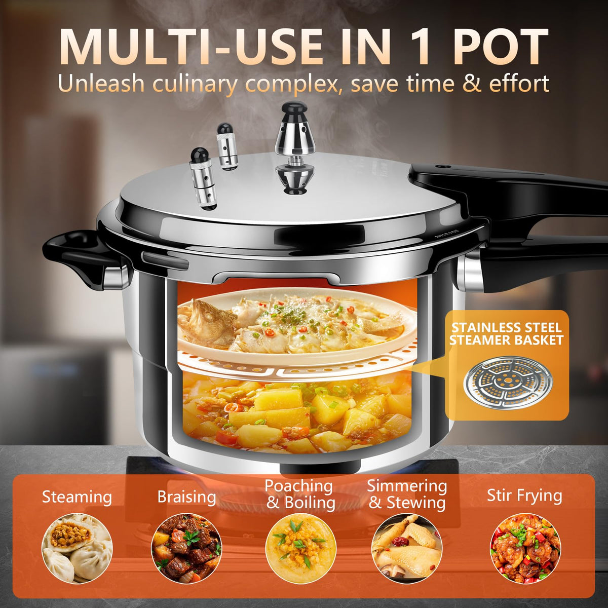 4.23 Quart Aluminum Stovetop Pressure Cooker Q603