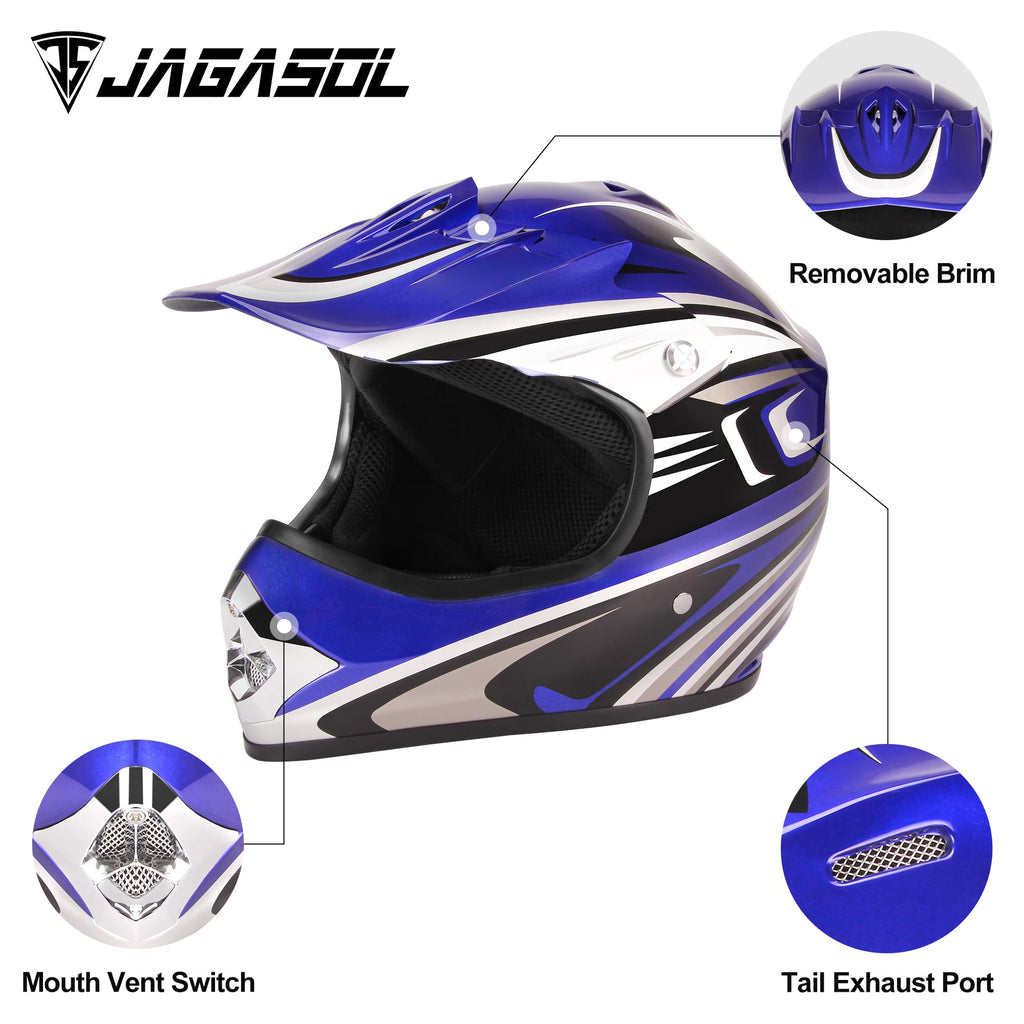 Youth Motocross Offroad Dirt Bike Helmet with Goggles DOT Approved R3179