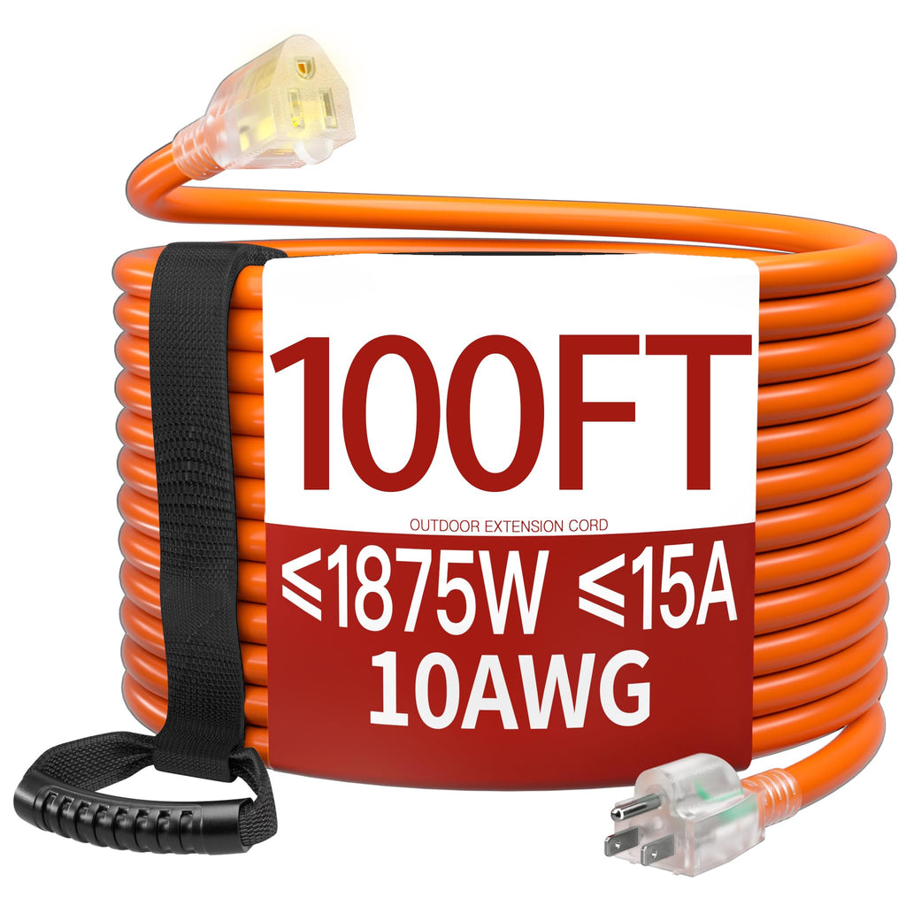 100 FT 10 Gauge Orange Extension Cord K346