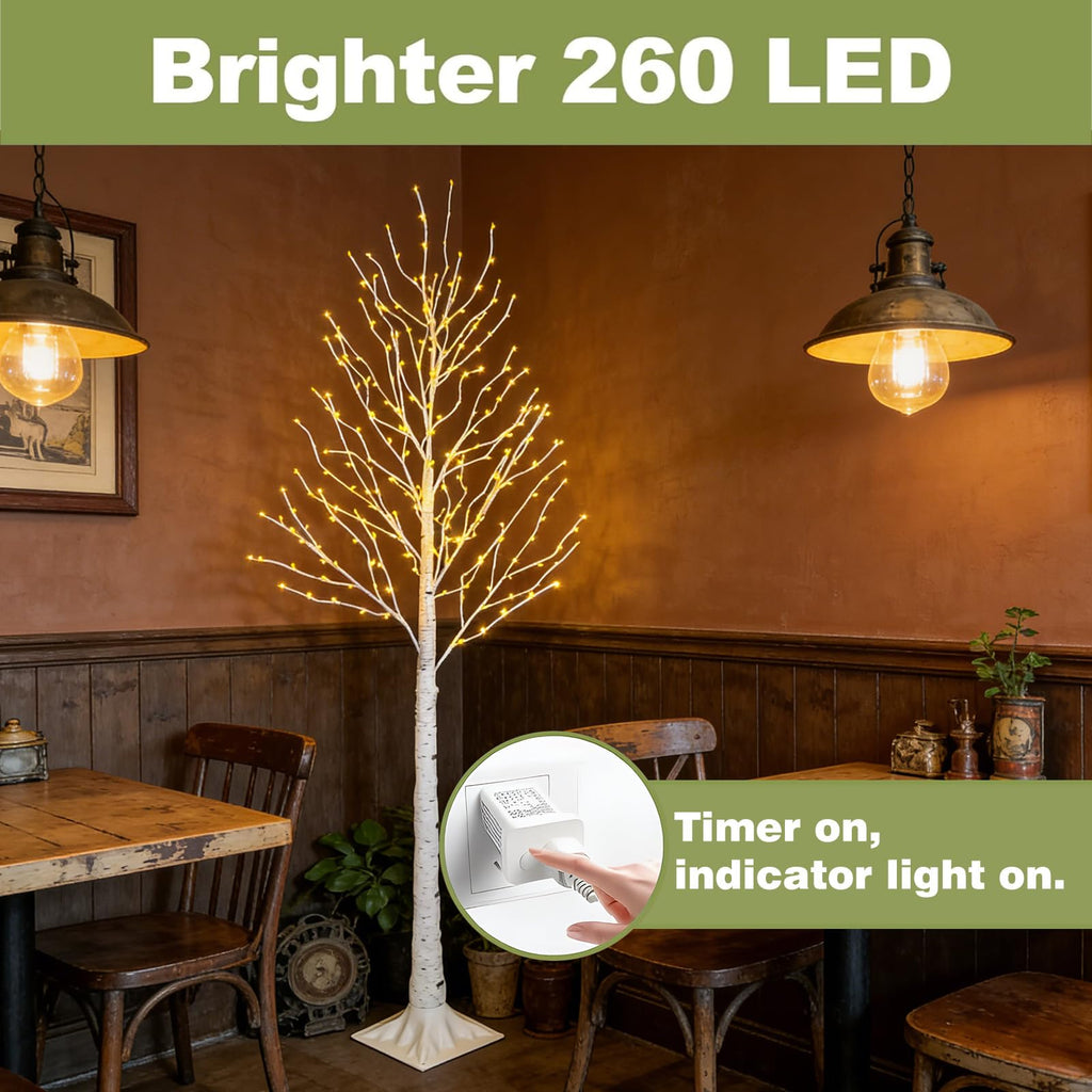 6FT Lighted Birch Tree with 260 LED and Timer E26169