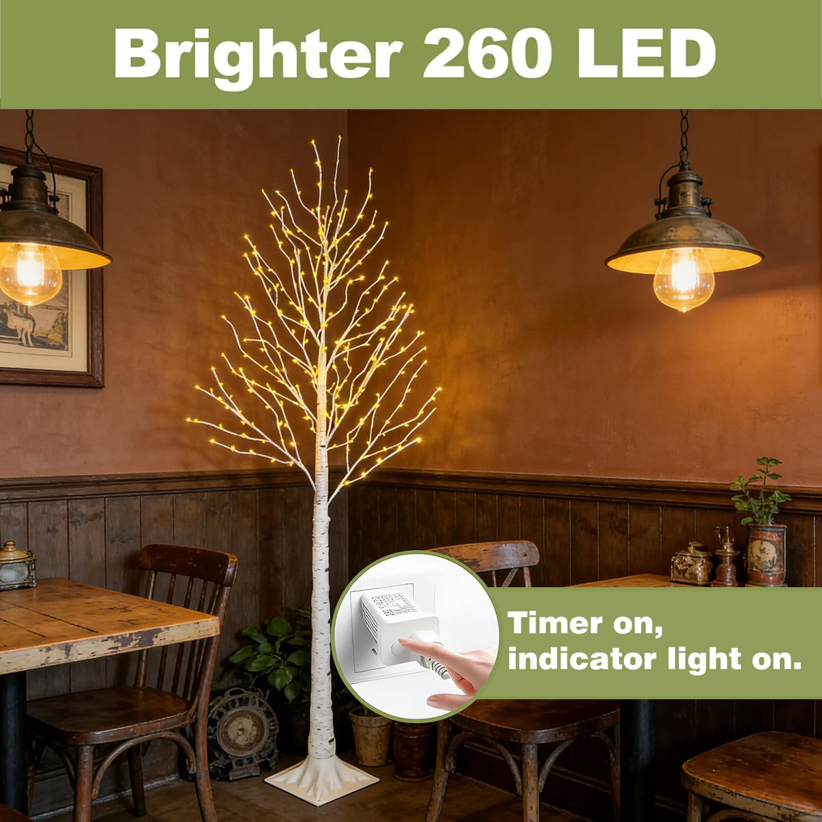 6FT Lighted Birch Tree with 260 LED and Timer E26169