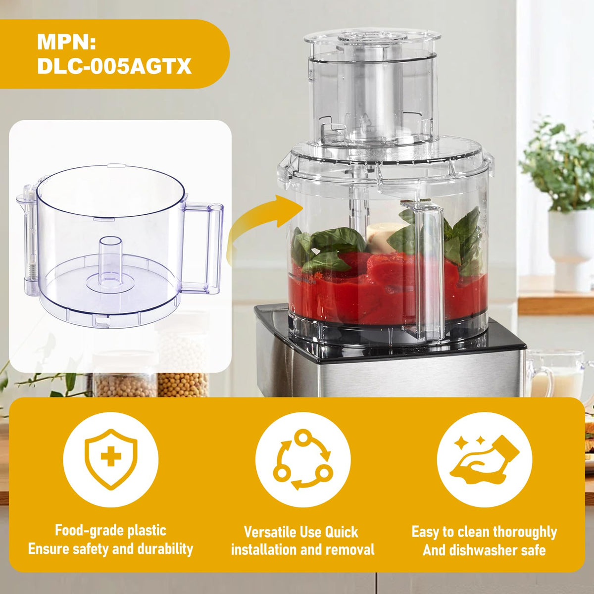 14-Cup Food Processor Work Bowl with Gray Handle F364329