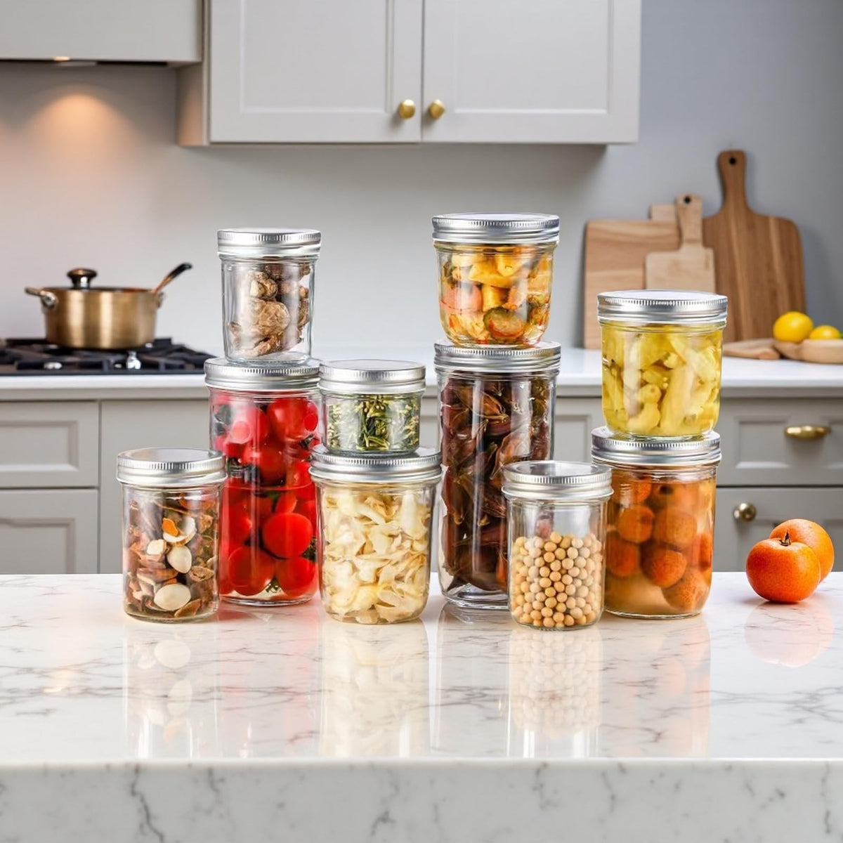 12 Pc 16 oz Wide Mouth Glass Mason Jars with Lids V601404