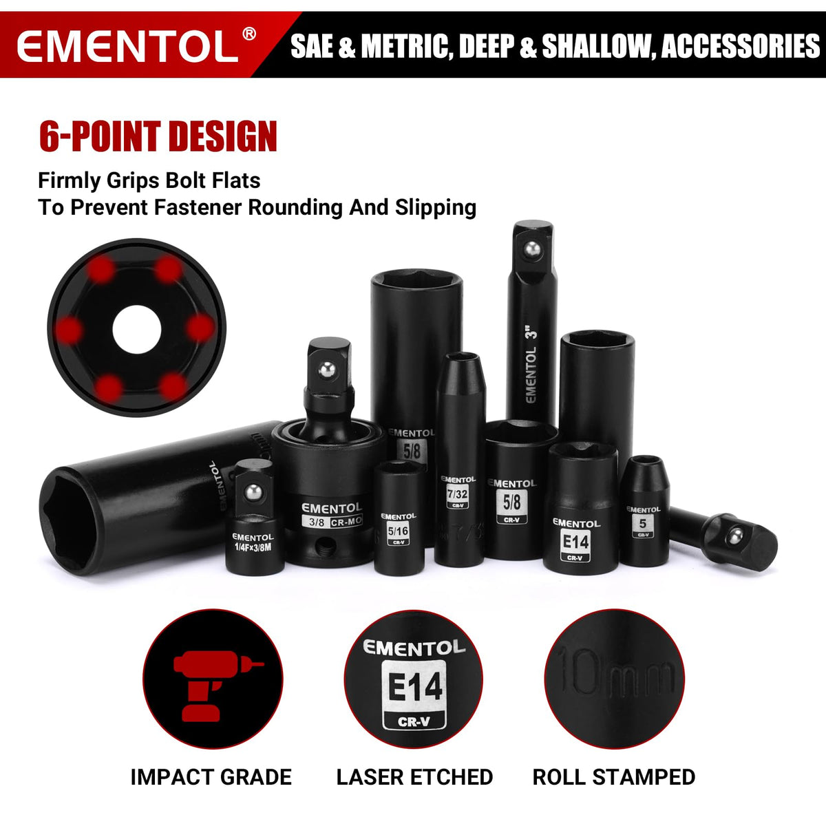 189-Piece Impact Socket Set, 1/4" & 3/8" Drive Metric and SAE F81284
