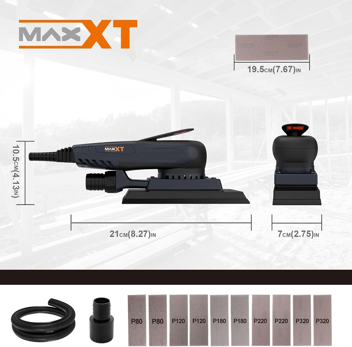 Brushless 3mm Orbital Sander 350W Variable Speed with 10 Sanding Paper H919421