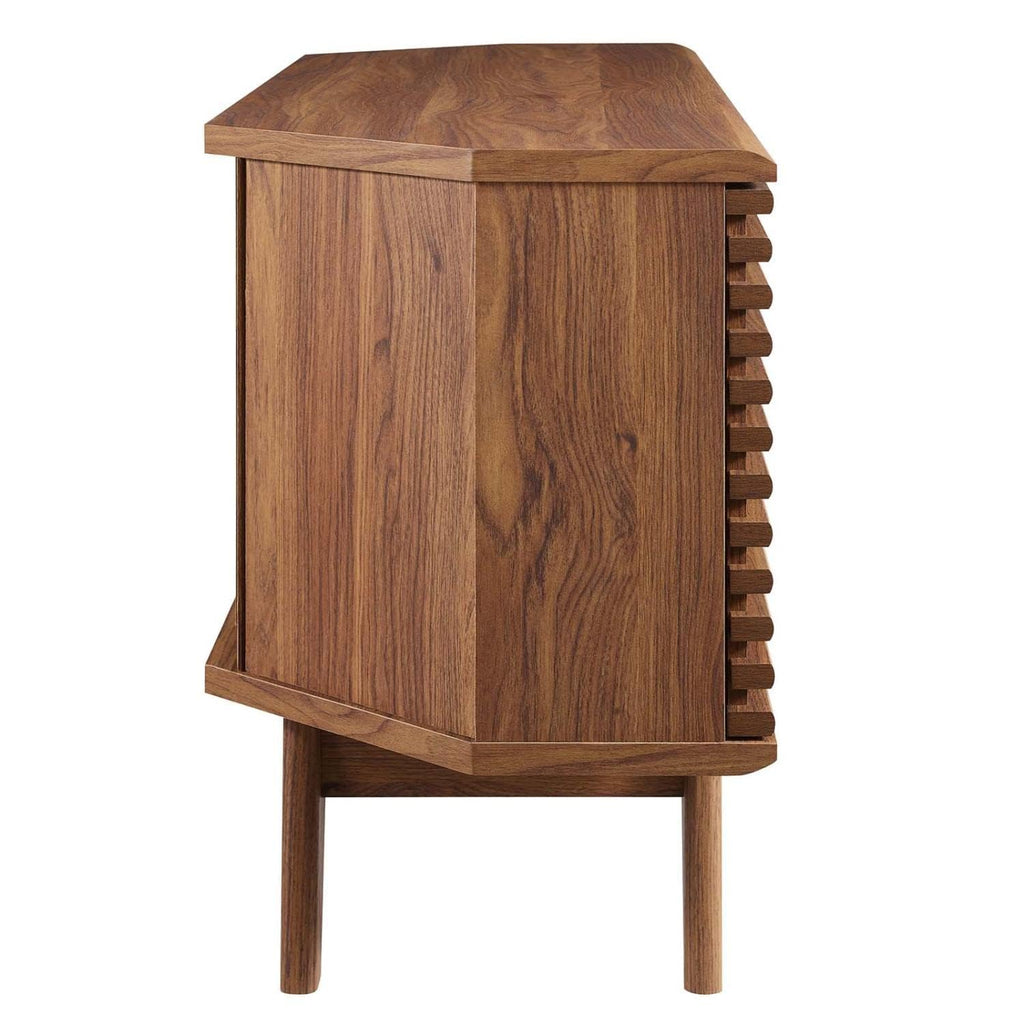 46 in Walnut Corner TV Stand with Sliding Doors A97484