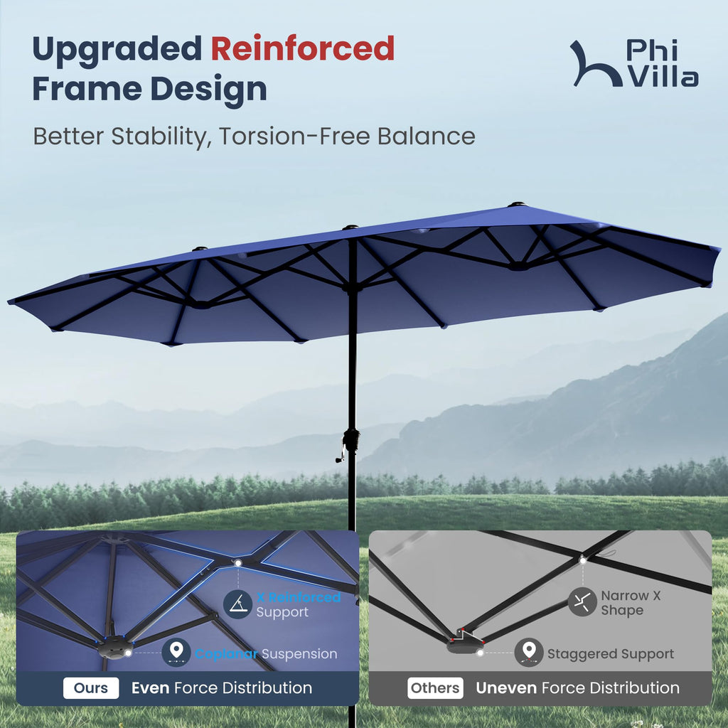 13ft Navy Rectangle Outdoor Patio Umbrella Q901300