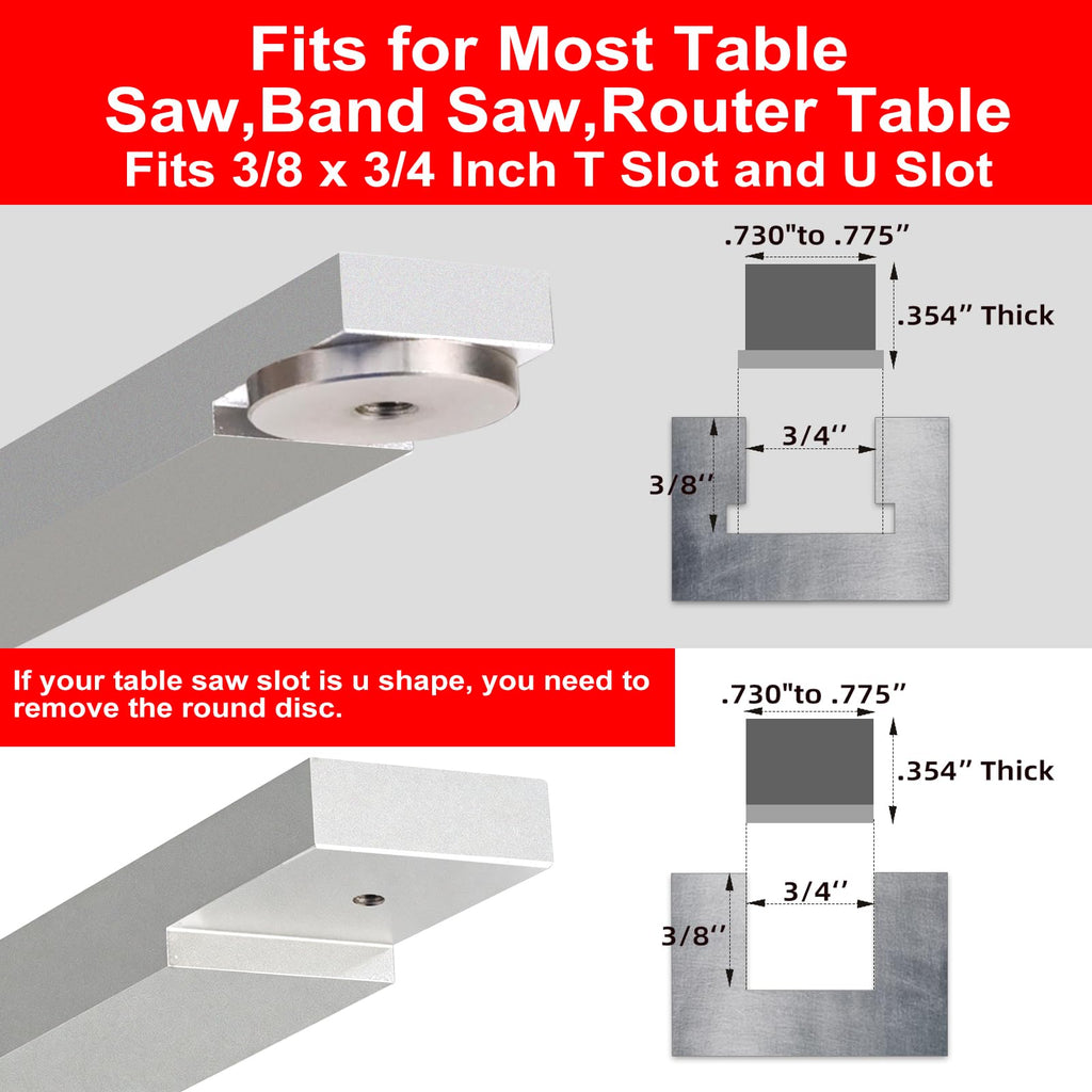 Compact Table Saw Miter Gauge with Extendable Fence T7930
