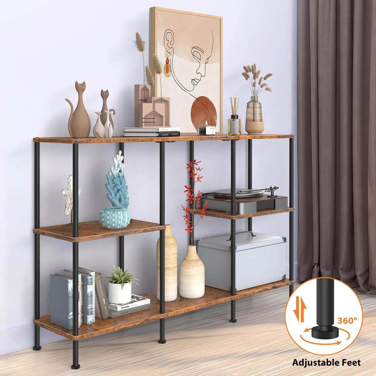 Tall 3 Tier TV Stand with Storage M7037