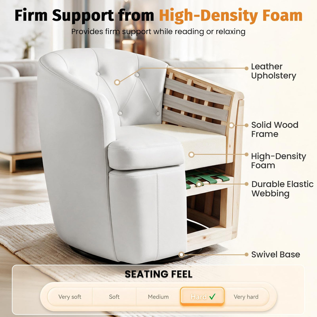 360° Swivel Button-Tufted Barrel Chair T20482