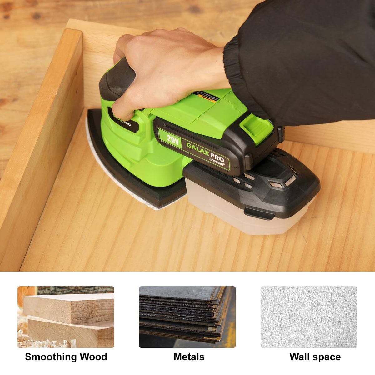 Cordless Detail Sander 2.0Ah Battery, 20 Pcs Sandpapers F750