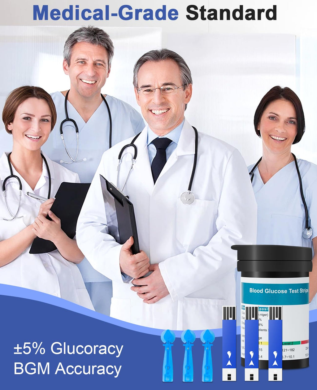 Blood Glucose Test Strips, 100 Lancets J652