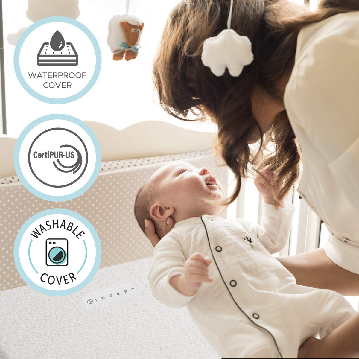 Organic Cotton Dual-Sided Crib Mattress 2-Stage Memory Foam U9893