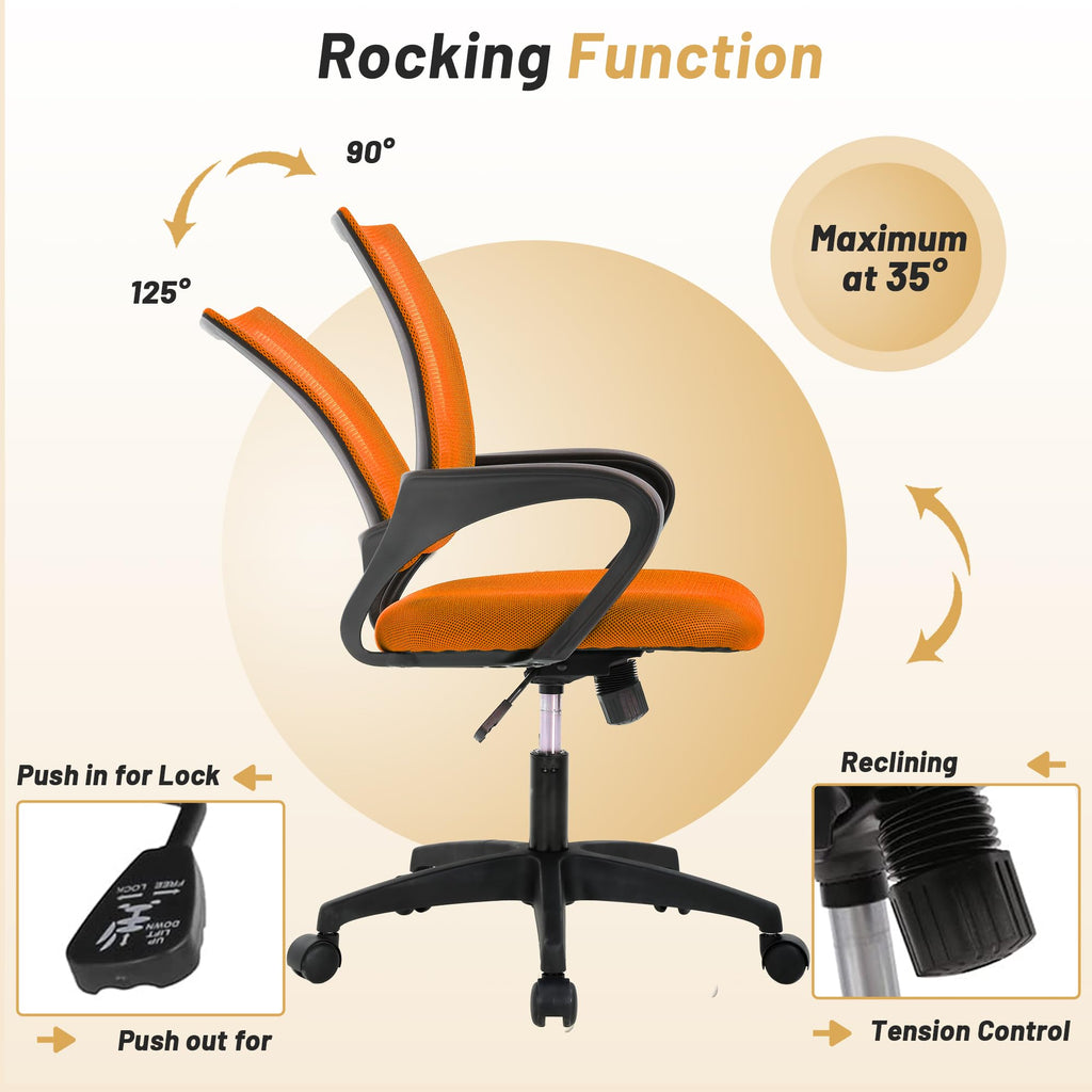 Orange Mesh Ergonomic Office Chair with Lumbar Support Y5697