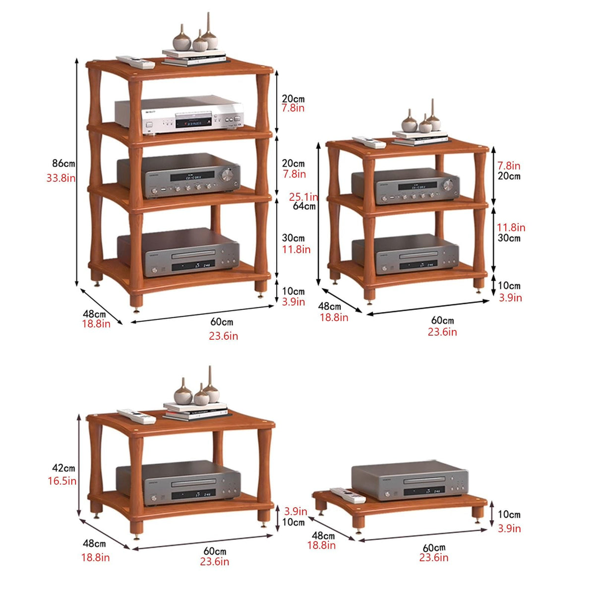 Brown 3 Tier Solid Wood Media Stand Z98079