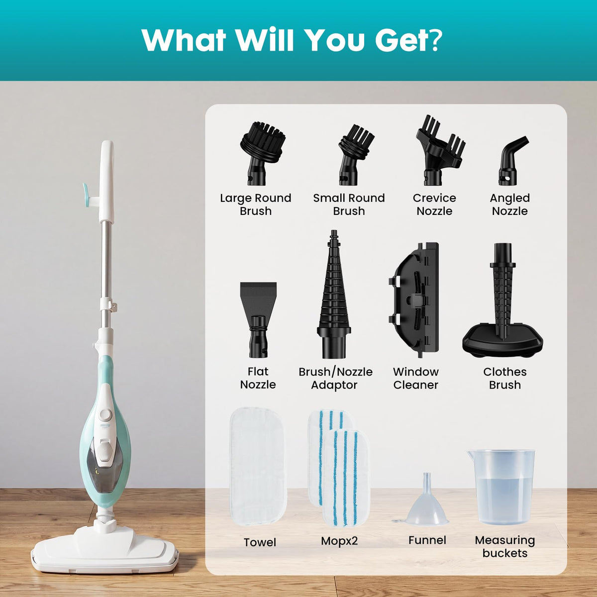1550W Detachable Handheld Steam Mop with 2 Reusable Pads W77646