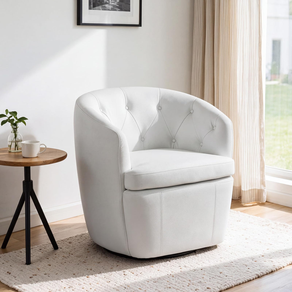 360° Swivel Button-Tufted Barrel Chair T20482