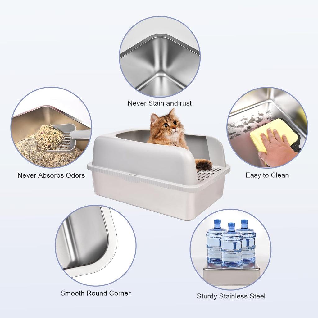 Stainless Steel Cat Litter Box with Lid J756414