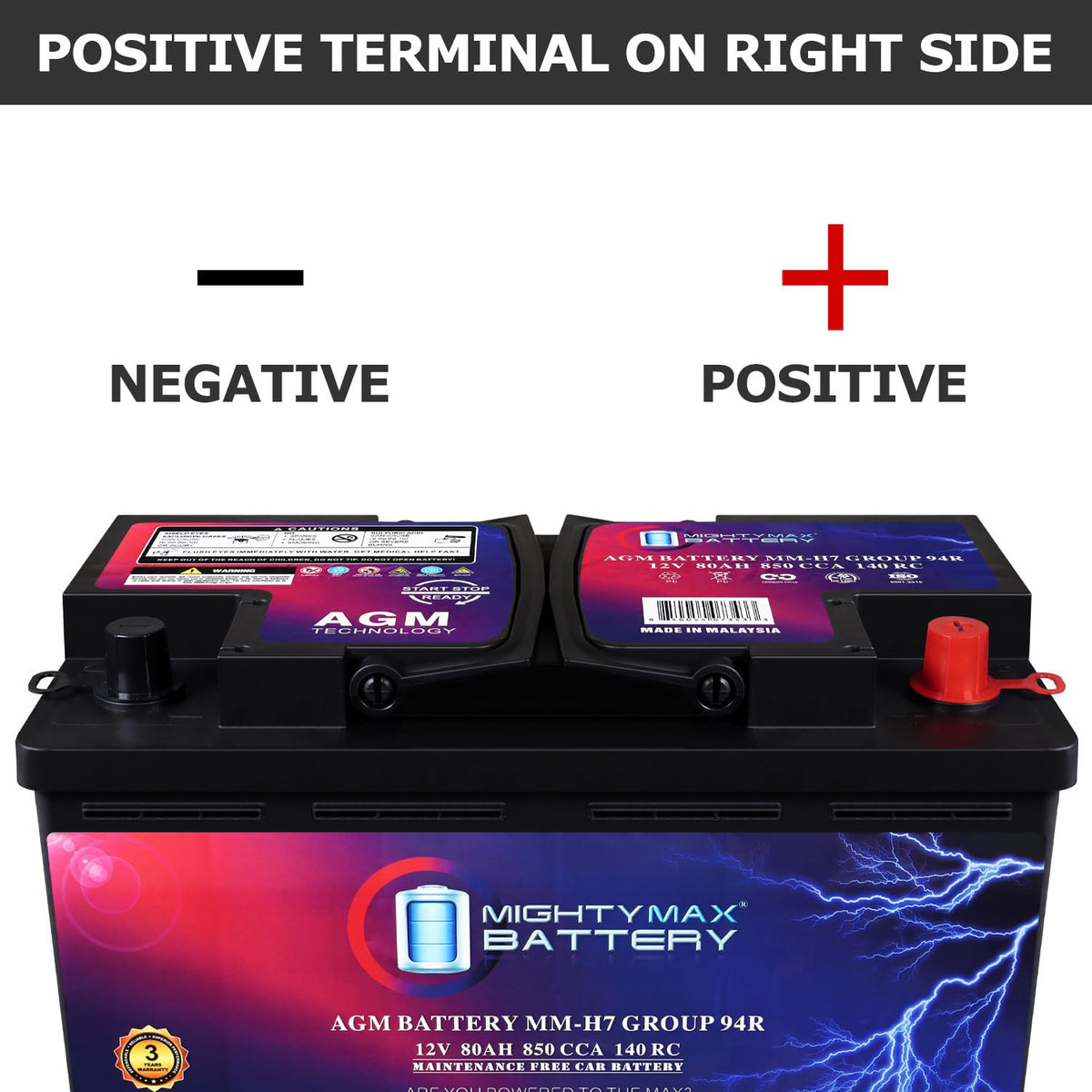 12V 80AH 850 CCA Replacement Battery L901143