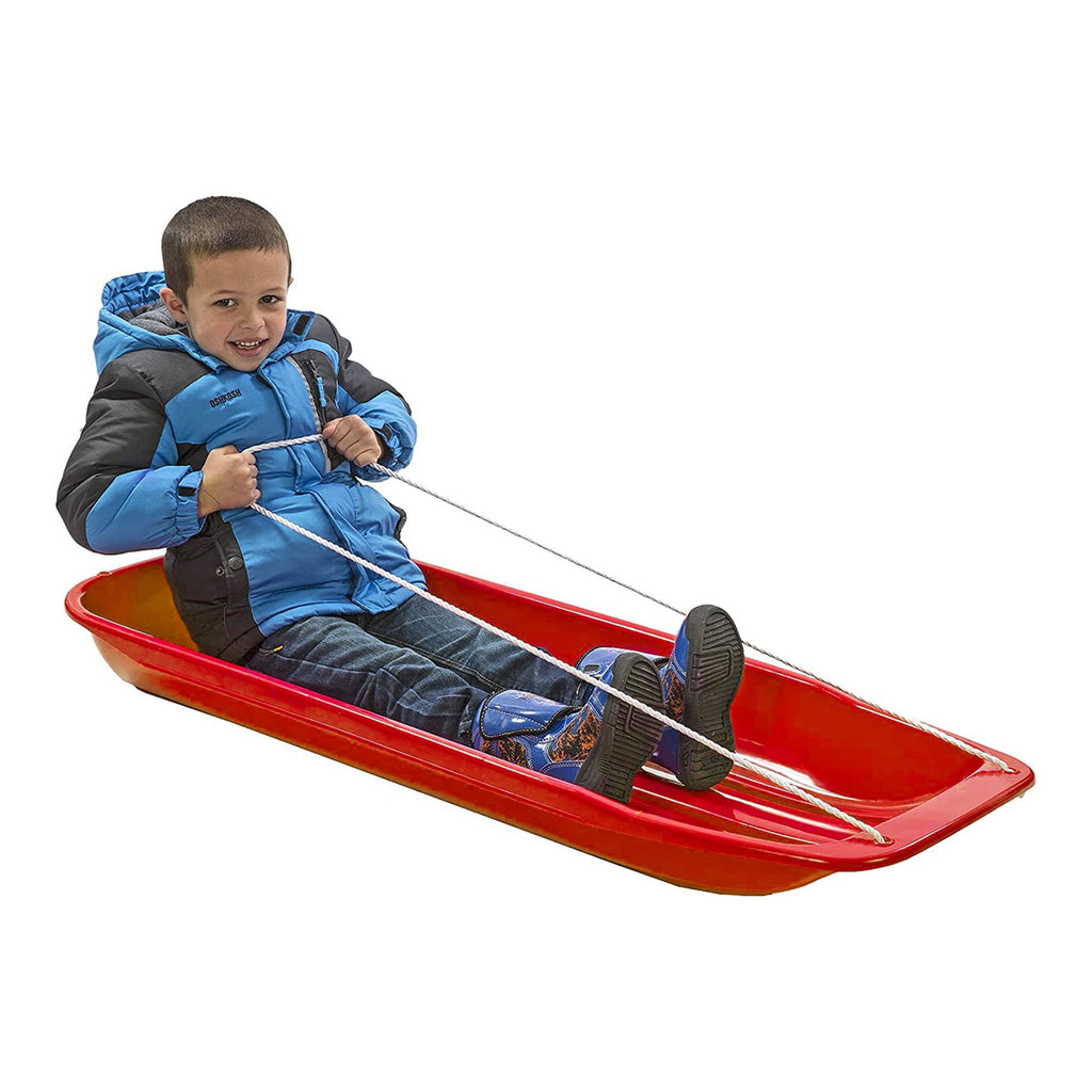 48 Inch Plastic Snow Toboggan Sled with Pull Rope S240526