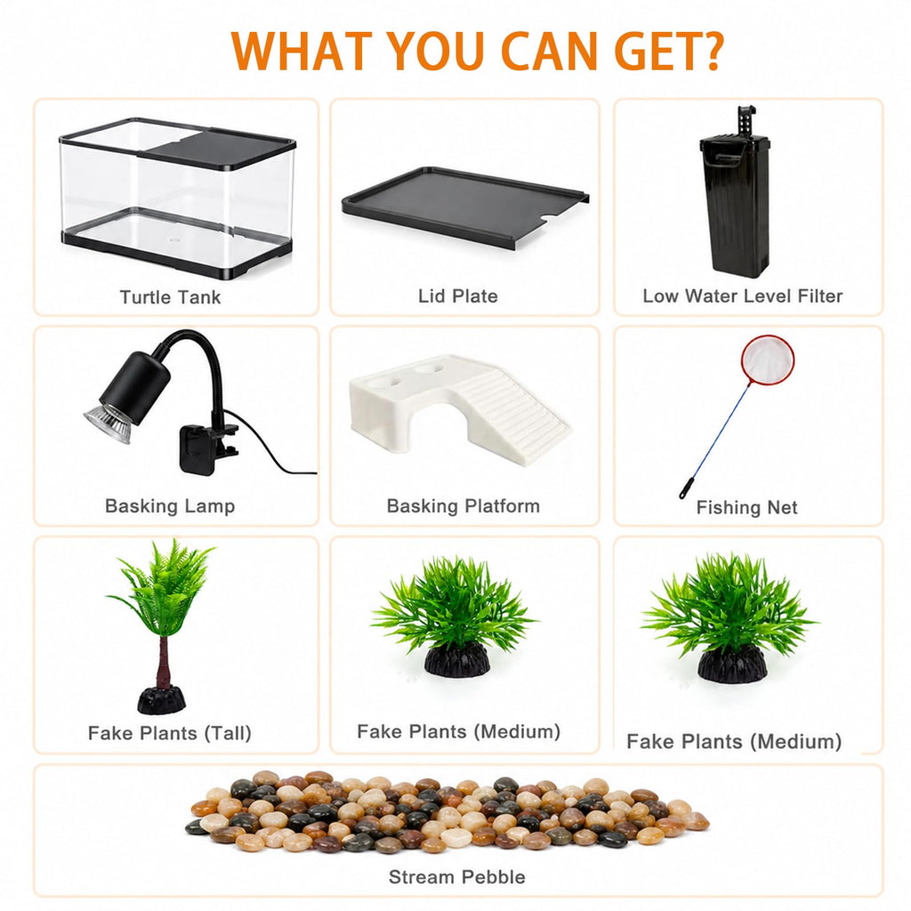 Acrylic Aquarium Starter Kit with UVB/UVA Lamp, Filter, Basking Platform & Lid R3647