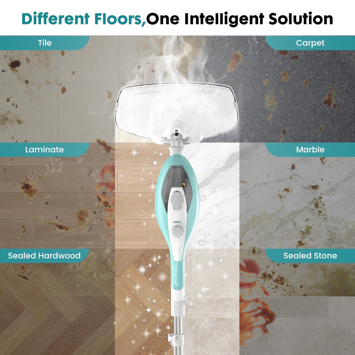 1550W Detachable Handheld Steam Mop with 2 Reusable Pads W77646