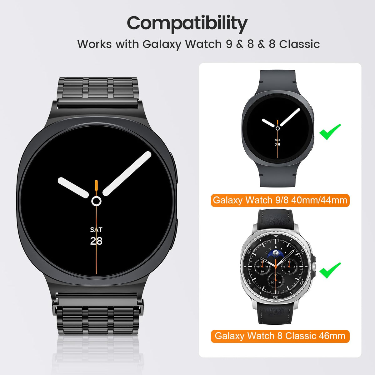 Magnetic Metal Band for Galaxy Watch 9 8 40mm 44mm/8 Classic 46mm H962