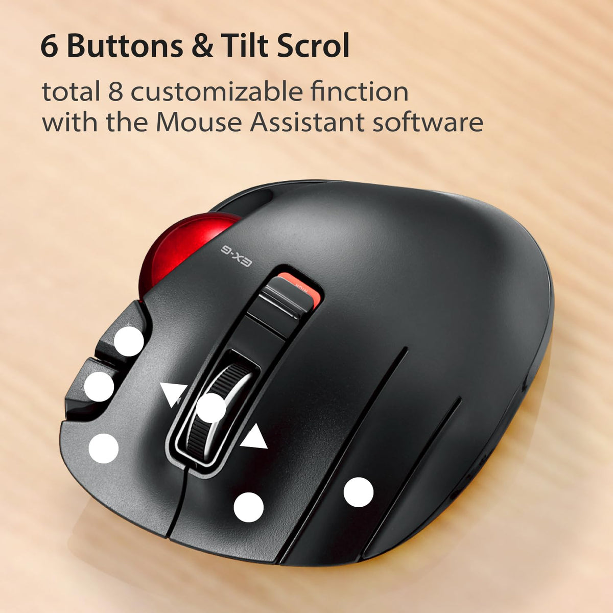 Wireless Left Handed Thumb Control Trackball Mouse D216
