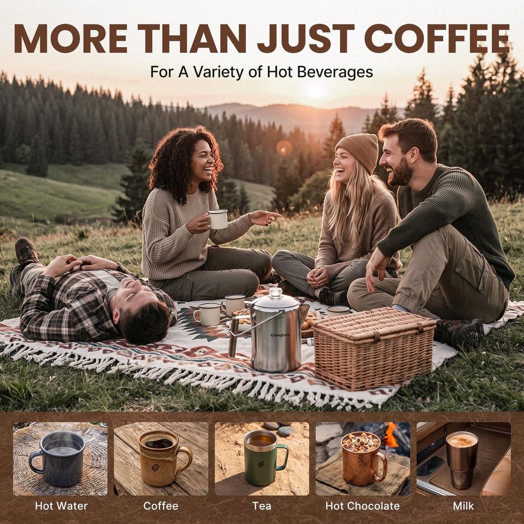 9 Cup Stainless Steel Coffee Pot with Wood Handle Z5910