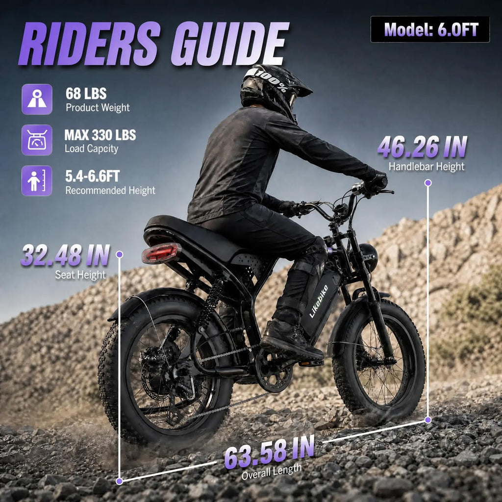 1500W 80 Miles 48V 20AH Electric Bike B190