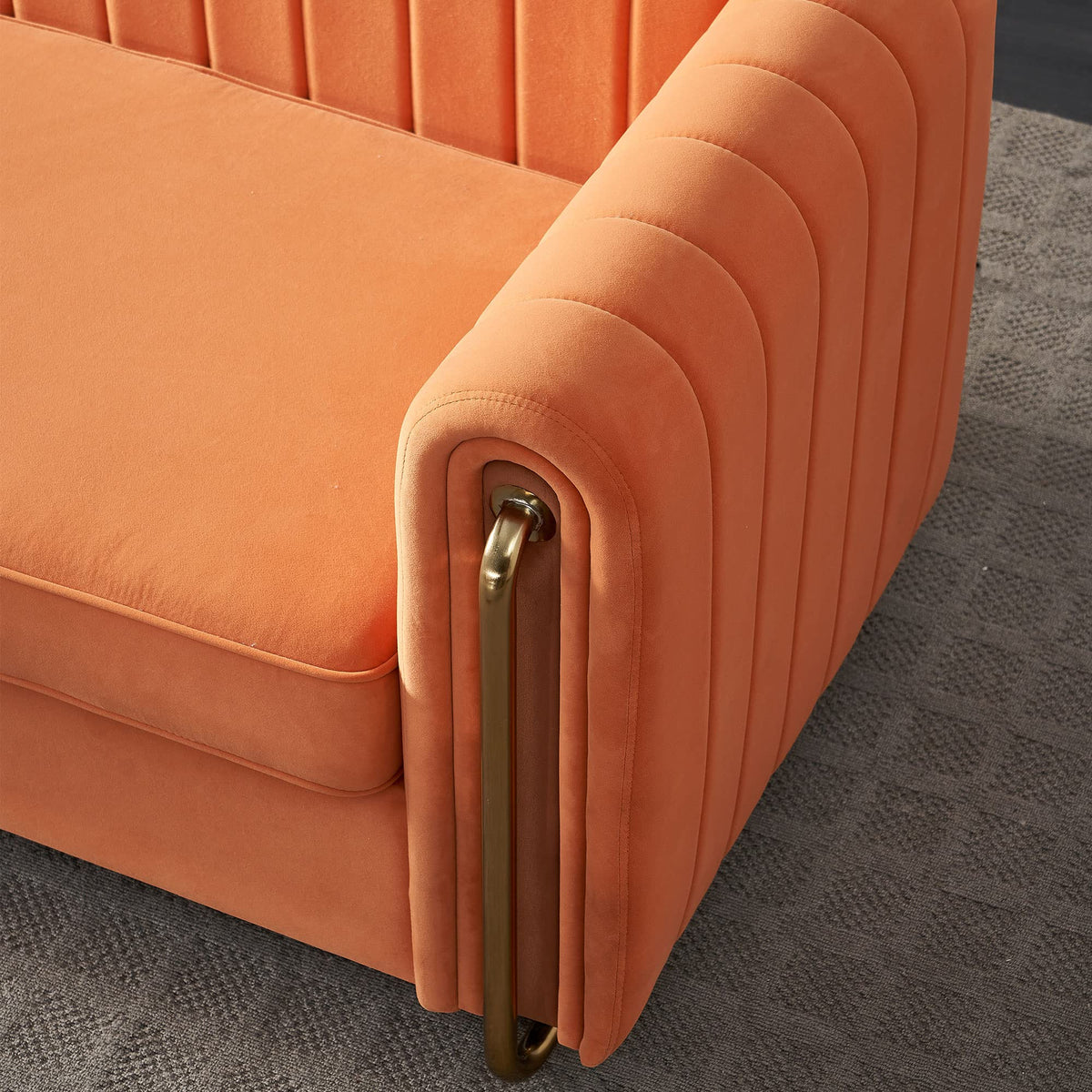Orange Velvet 84 Inch 3-Seater Sofa G6601