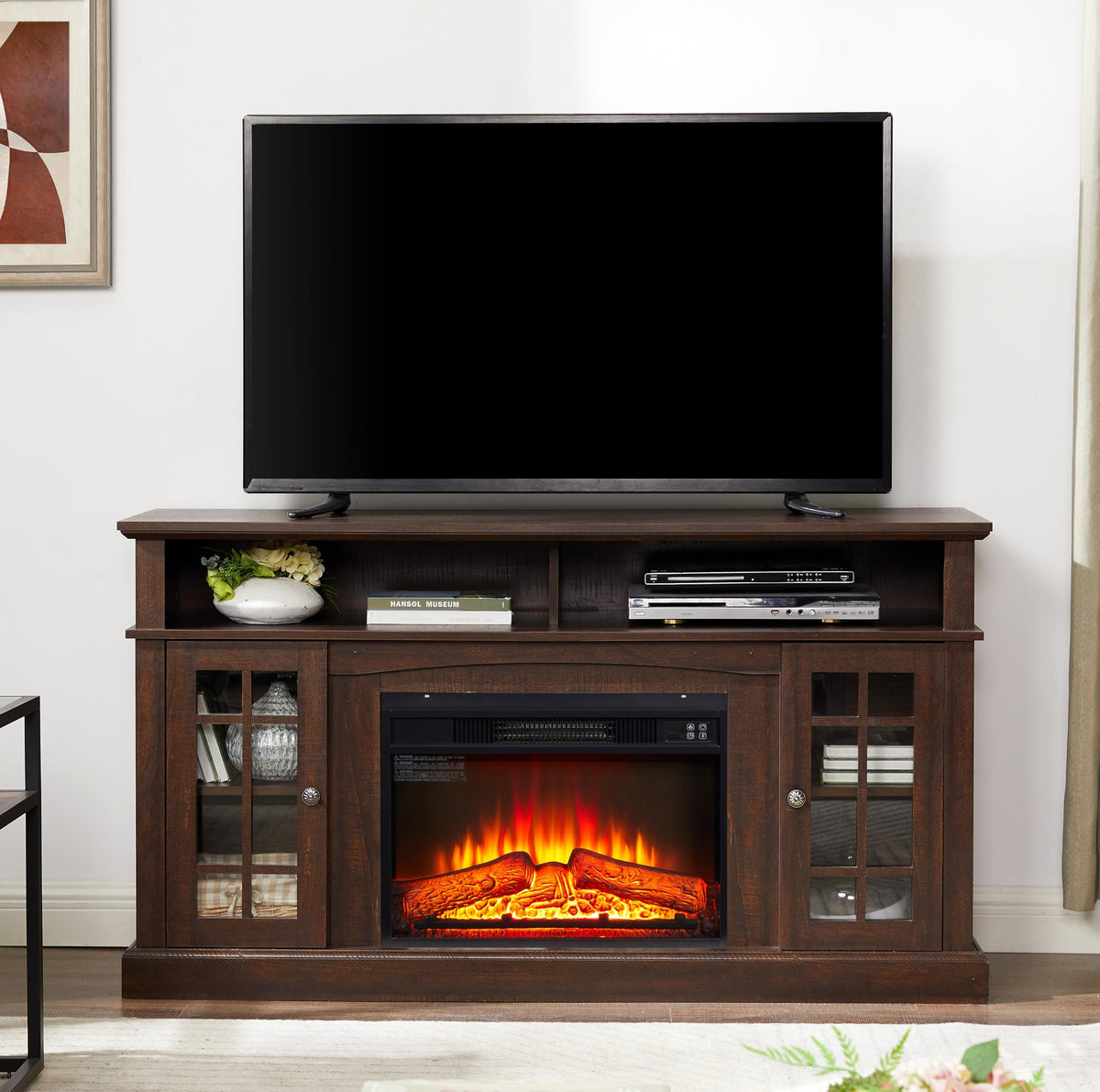 58-Inch Espresso Fireplace TV Stand A13339