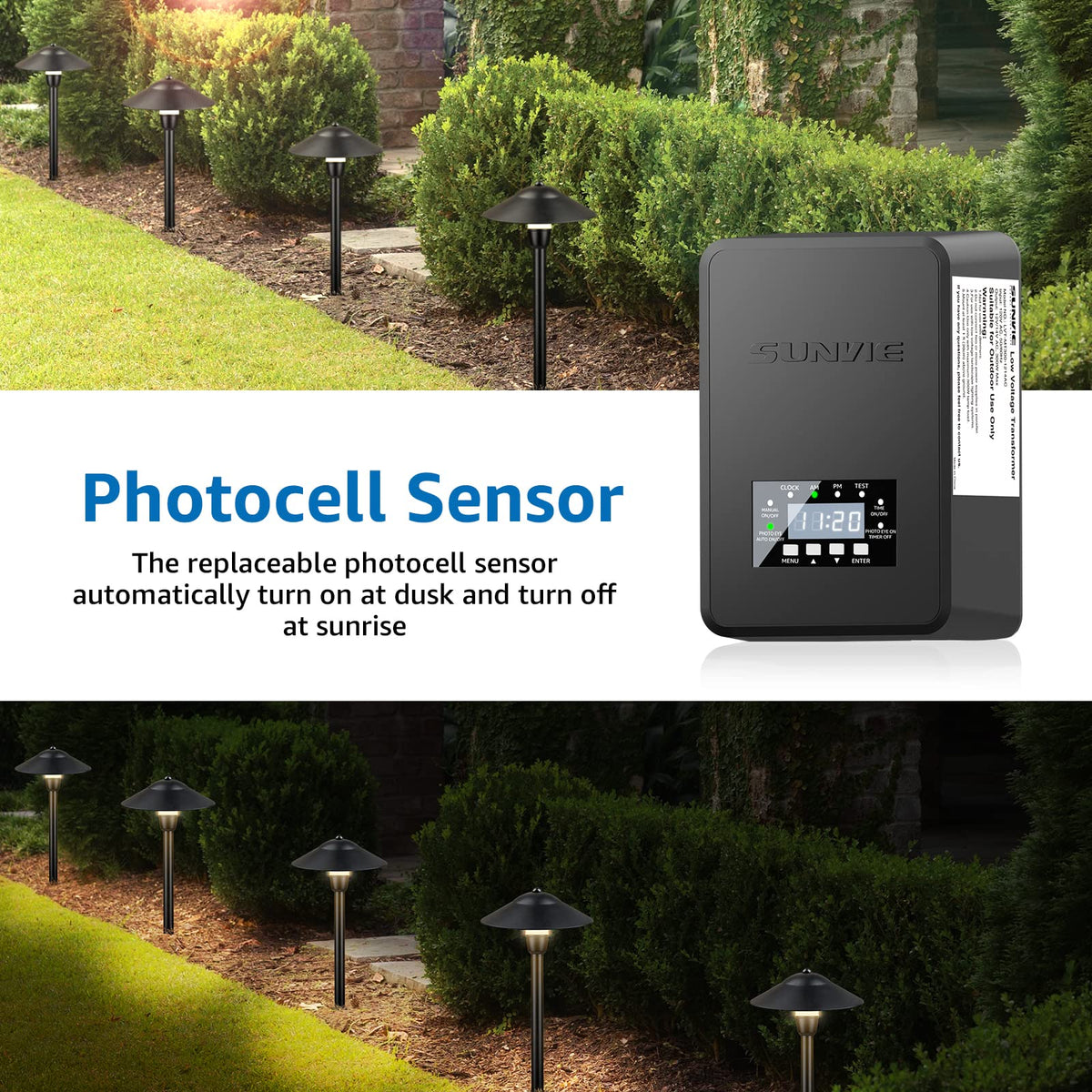 200W Landscape Lighting Transformer with Timer and Photocell Sensor S73458