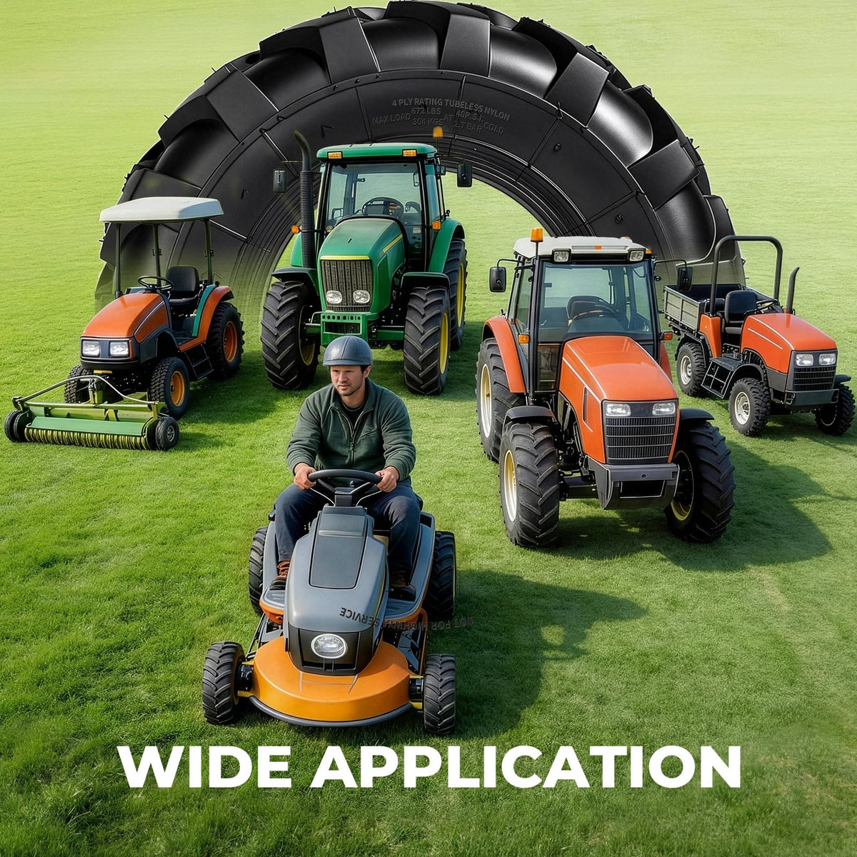 4.80x4.00x8 Lawn & Garden Mower Tires, Set of 2, 4 Ply Tubeless P893