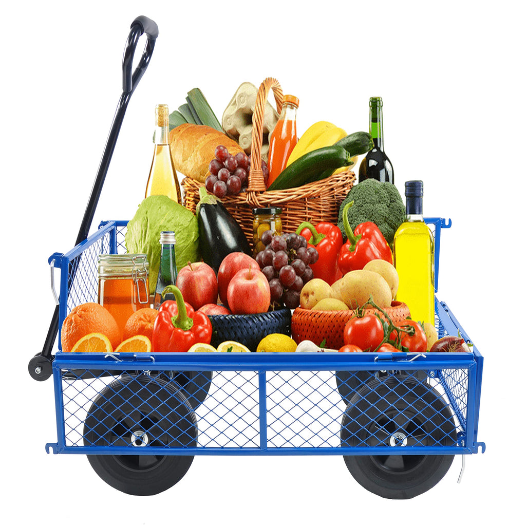 10" Flat Free Steel Garden Wagon Cart with Mesh A585