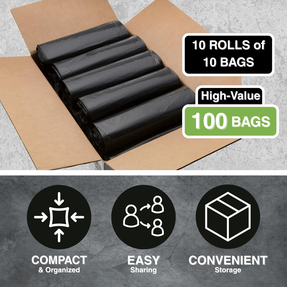 45 Gallon Black 1.5 Mil Trash Bags 100 Count B80526