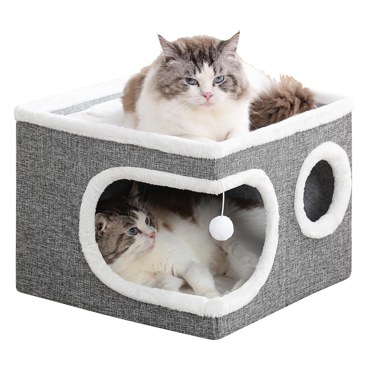 Large Covered Cat Bed Cave, Grey, 16in L942