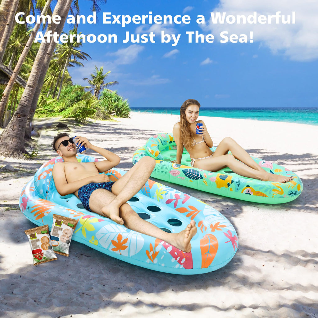 4 Pack Inflatable Pool Float Lounger with Headrest M22284