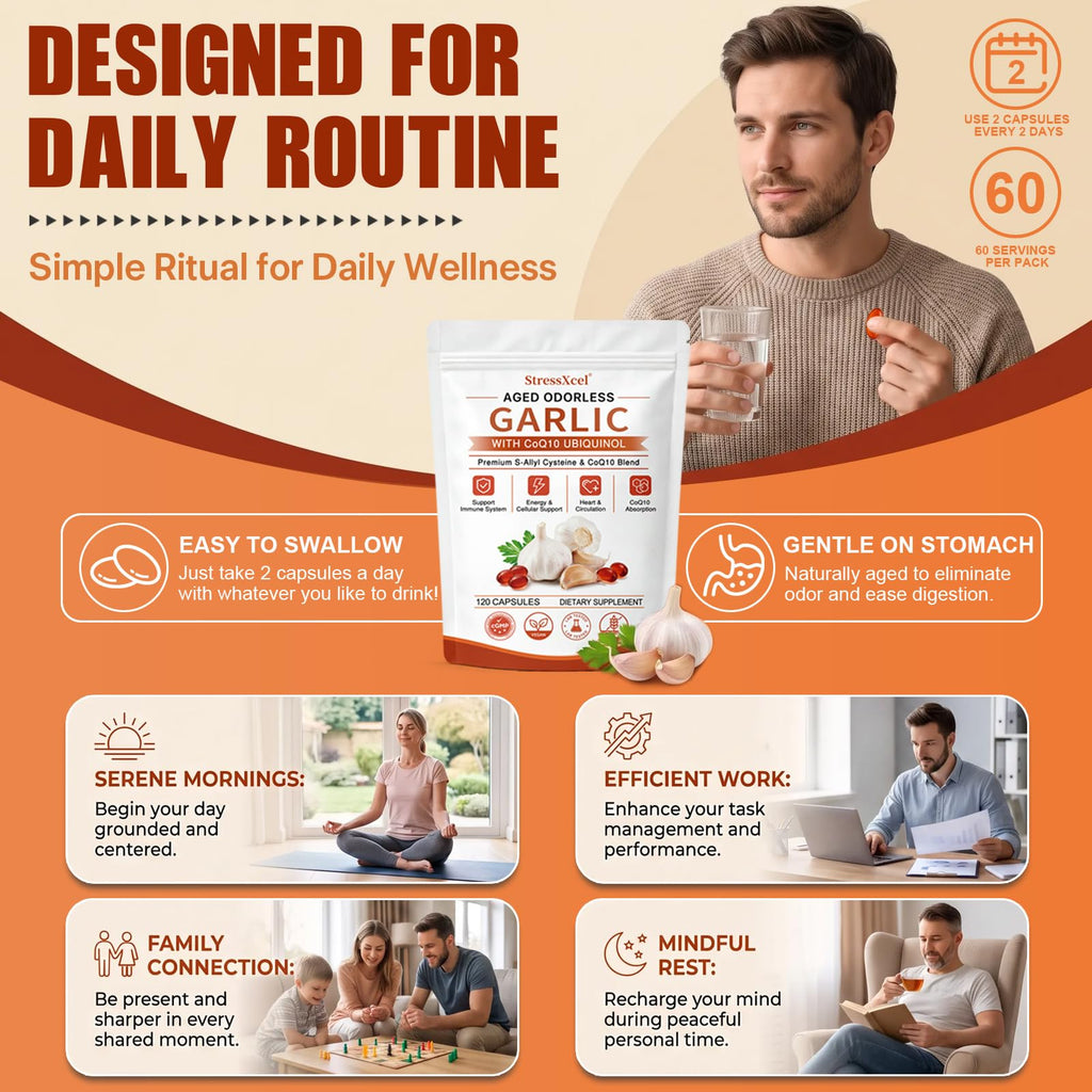 Odorless Garlic Extract Softgels with CoQ10 Ubiquinol and Vitamin K2 120 Softgels M89819