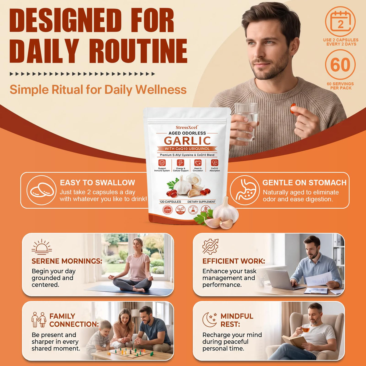 Odorless Garlic Extract Softgels with CoQ10 Ubiquinol and Vitamin K2 120 Softgels M89819