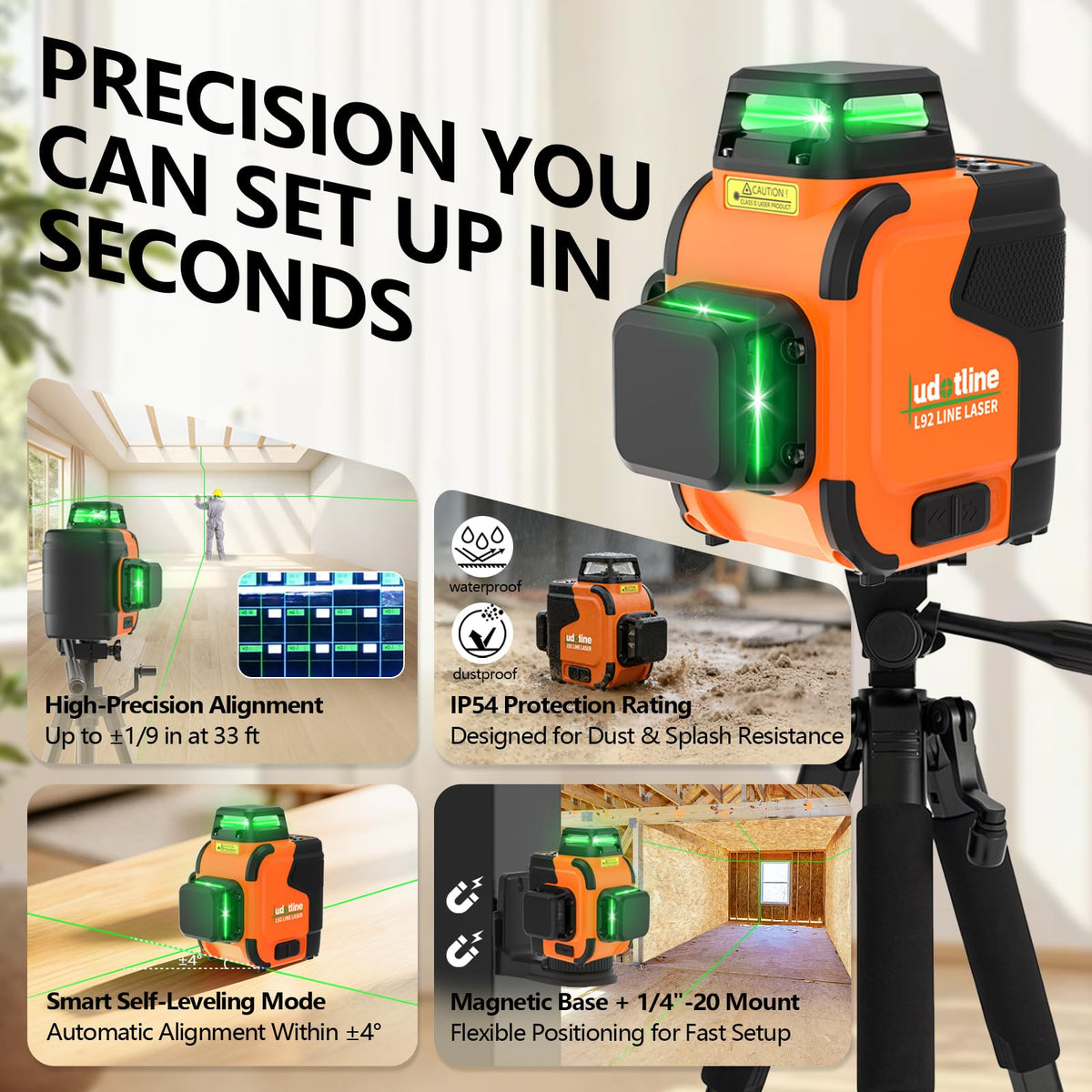 3x360° Self Leveling Laser Level with Tripod A846073