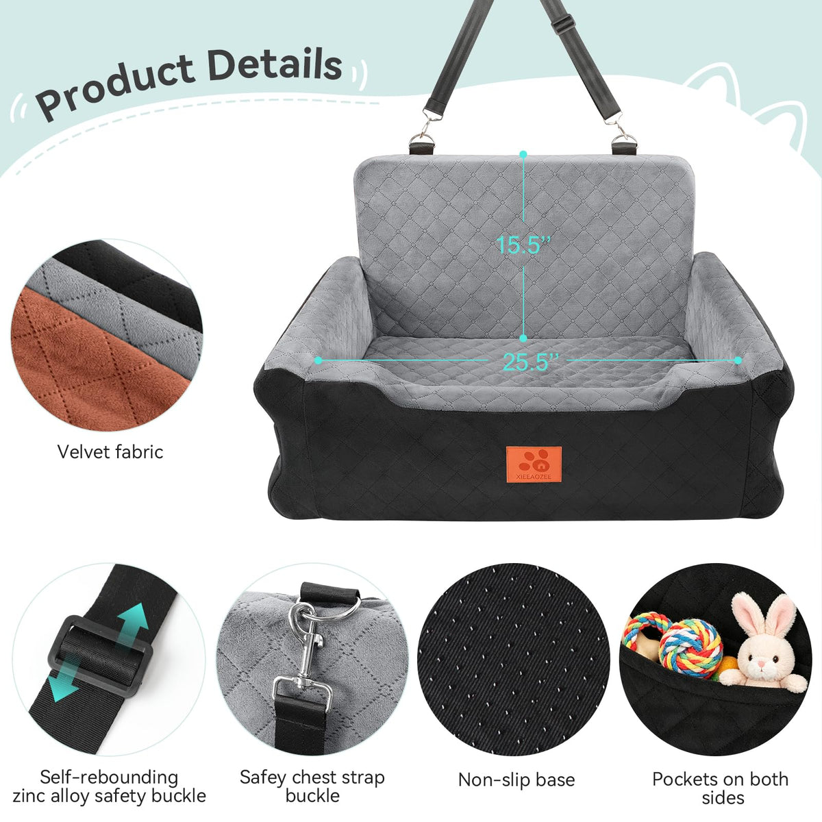Dog Car Seat for Large/Medium Dogs Up to 55 lbs F401984