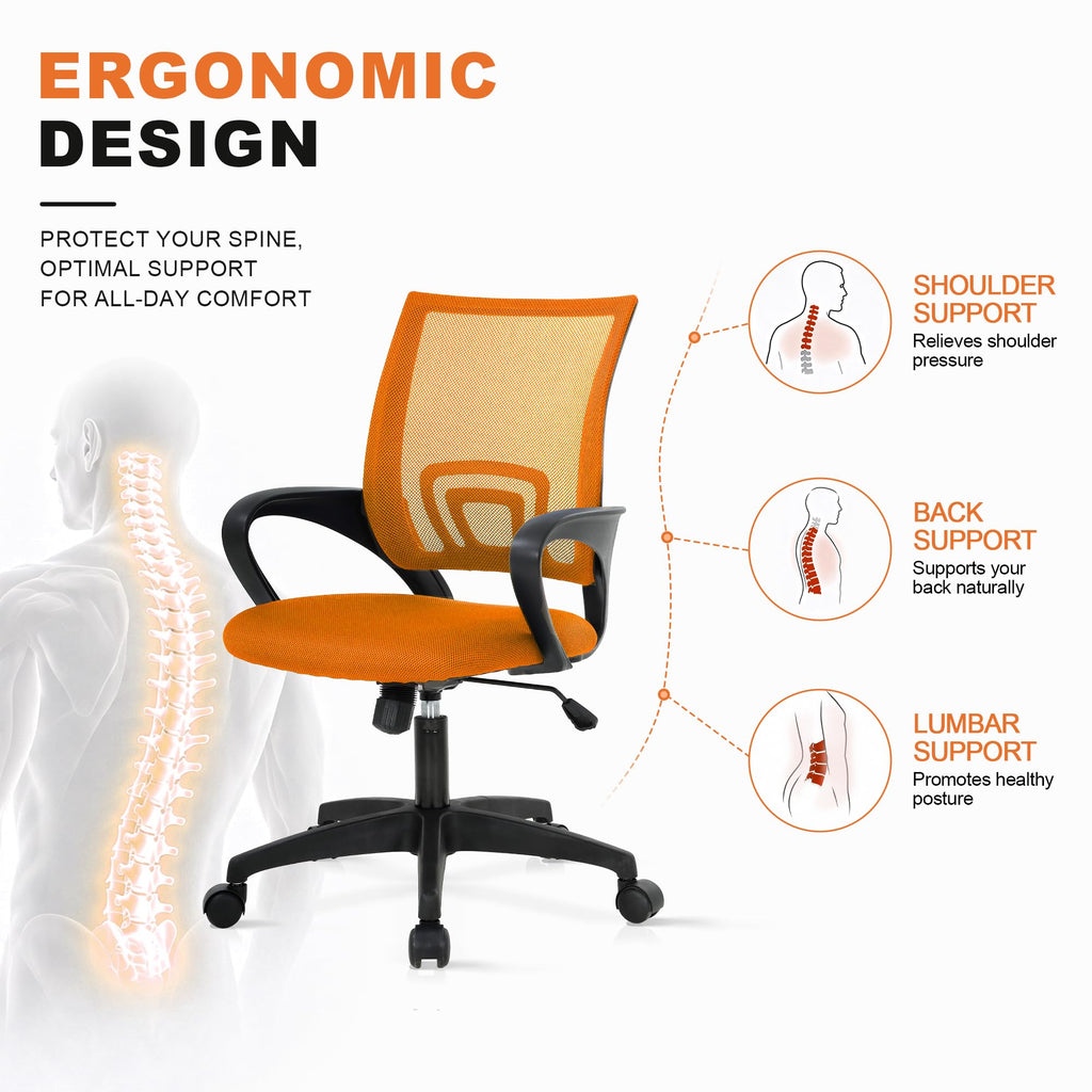 Orange Mesh Ergonomic Office Chair with Lumbar Support Y5697