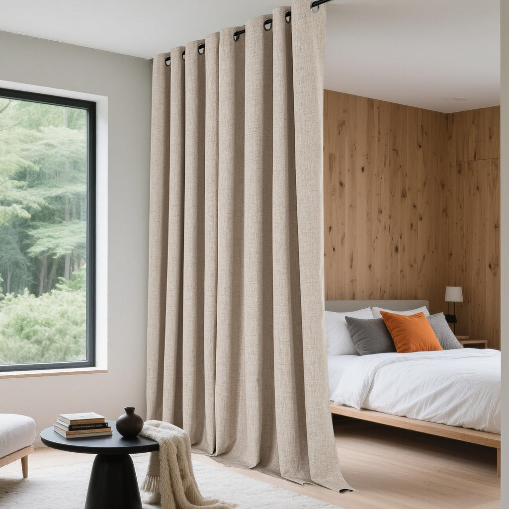 Linen Blackout Curtains 84 Inches Long 2 Panels Set I1348