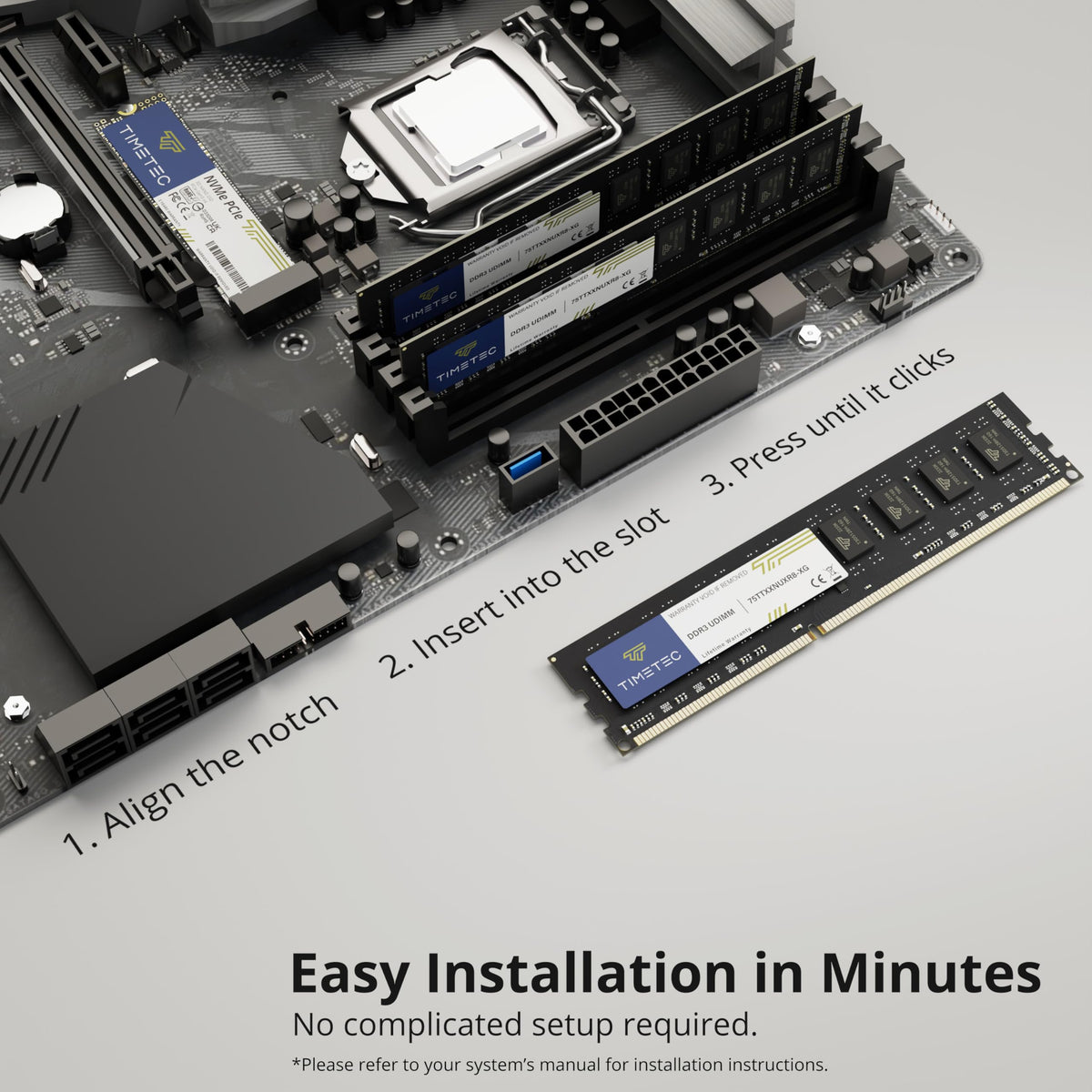 8GB DDR3L DDR3 1600MHz Non-ECC Unbuffered 240 Pin UDIMM Desktop Memory RAM Module K83532