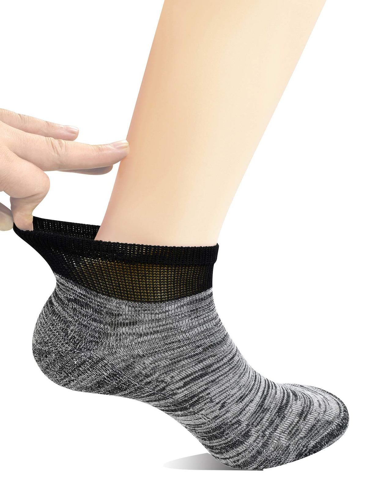 Men's 5 Pairs Low Cut Diabetic Socks with Cushion Sole and Seamless Toe N227774