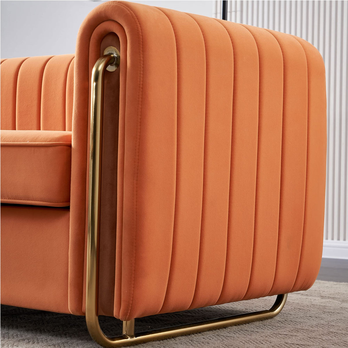 Orange Velvet 84 Inch 3-Seater Sofa G6601